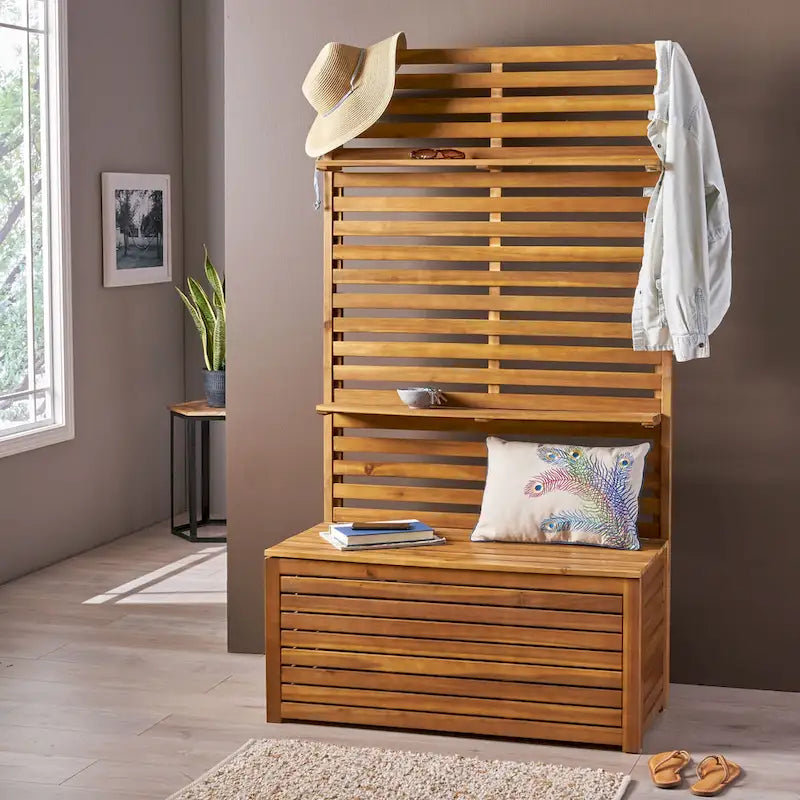 Banc de rangement multifonctionnel moderne avec porte-manteau