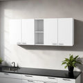 Meuble d'appoint mural 59 en bois blanc avec quatre portes