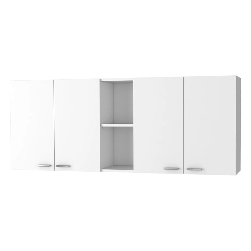 Meuble d'appoint mural 59 en bois blanc avec quatre portes