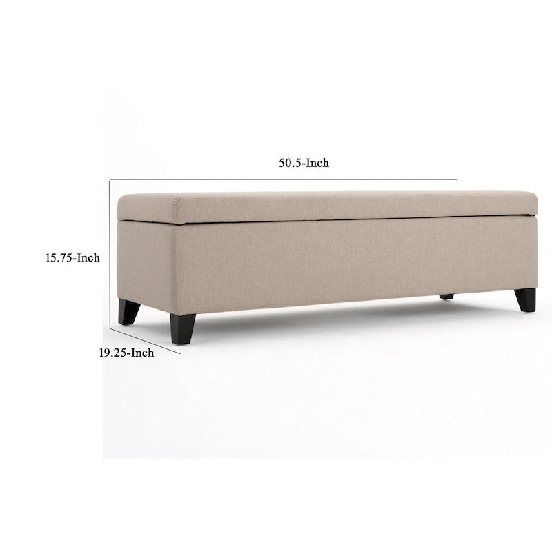 Banc de rangement ottoman, Ivoire, siège capitonné de 130 cm, pieds en bois de bouleau