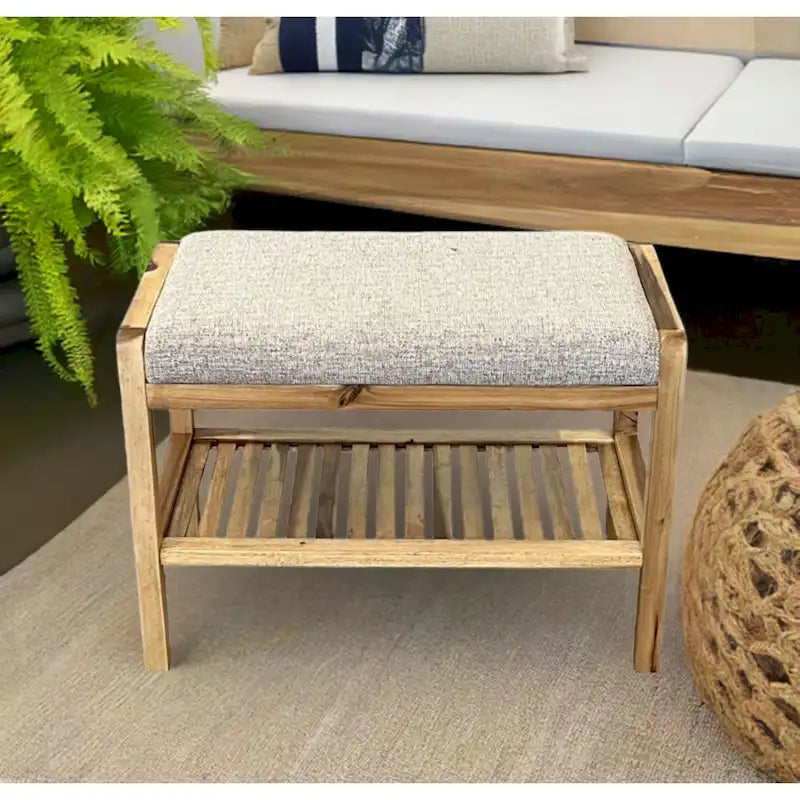 Banc rembourré en bois d'acacia massif