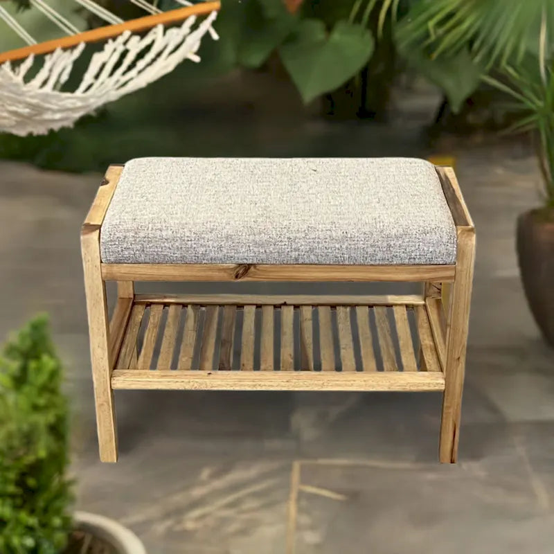 Banc rembourré en bois d'acacia massif