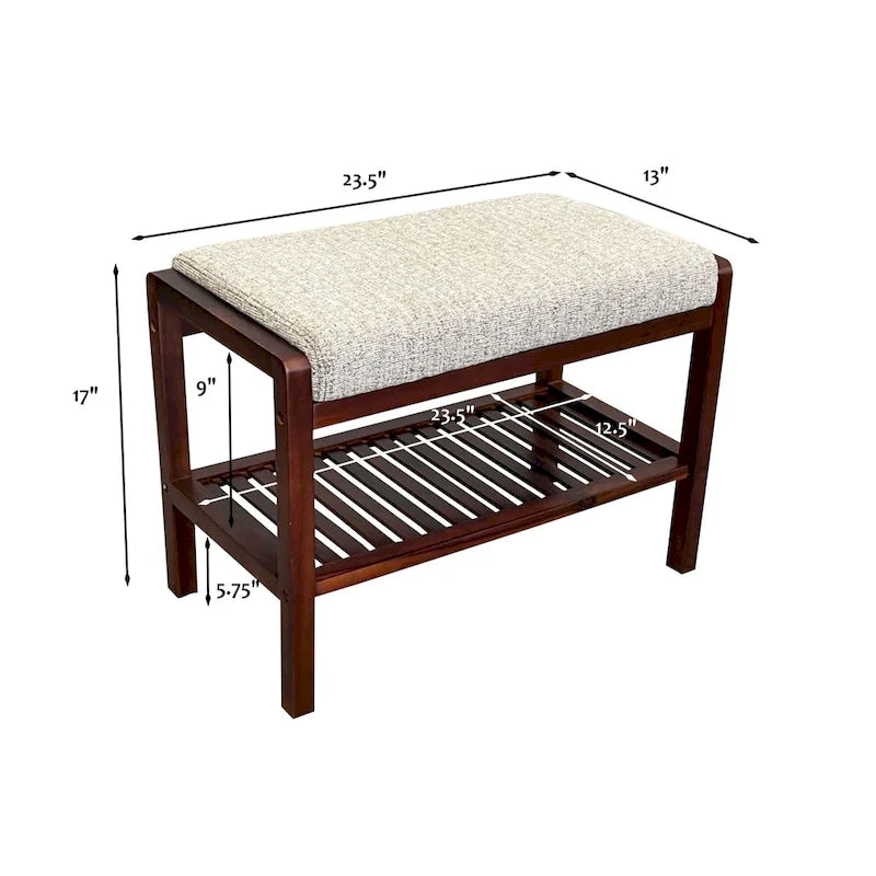 Banc rembourré en bois d'acacia massif