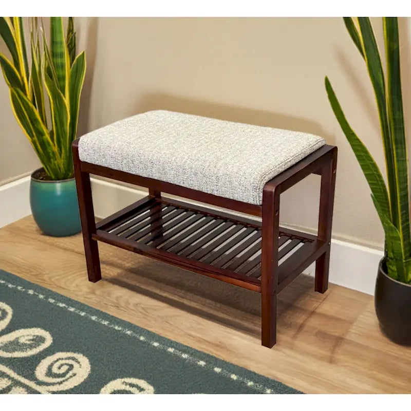 Banc rembourré en bois d'acacia massif