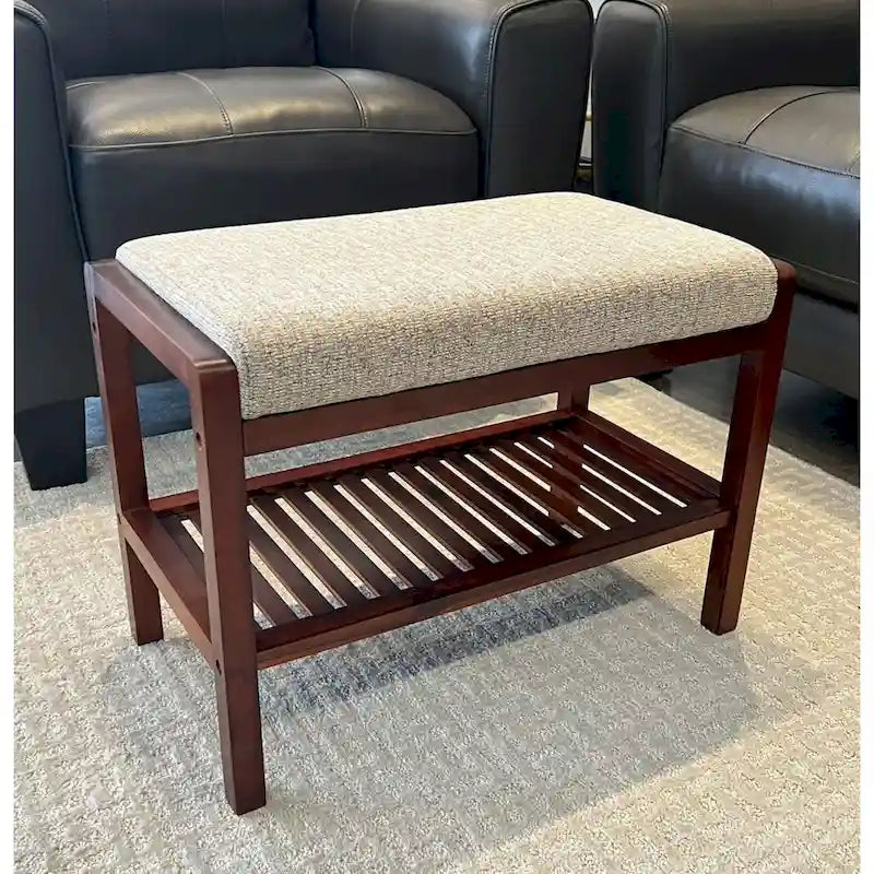 Banc rembourré en bois d'acacia massif