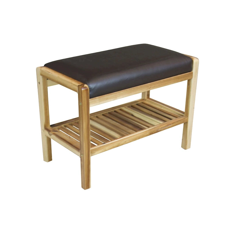 Banc rembourré en bois d'acacia massif