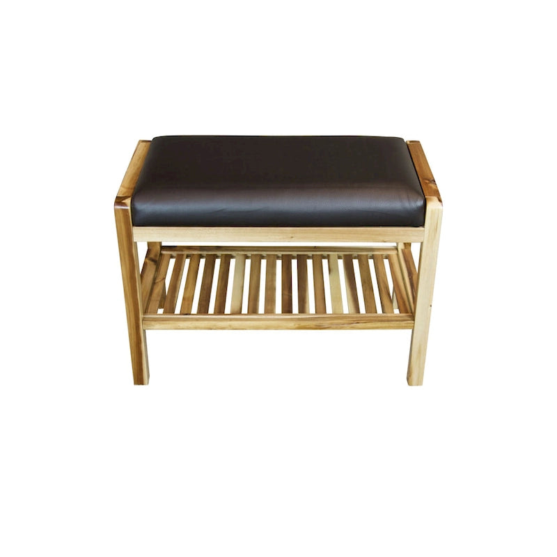 Banc rembourré en bois d'acacia massif