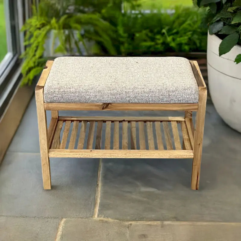 Banc rembourré en bois d'acacia massif