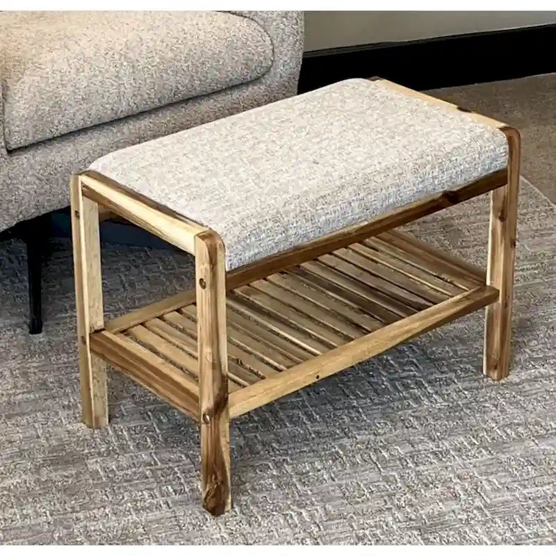 Banc rembourré en bois d'acacia massif
