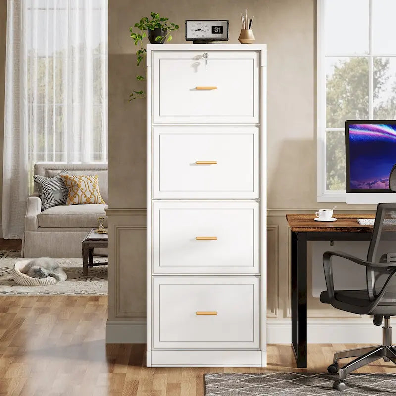Meuble de classement vertical à 4 tiroirs avec serrure et clé pour bureau à domicile
