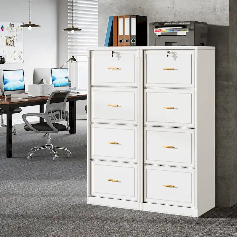 Meuble de classement vertical à 4 tiroirs avec serrure et clé pour bureau à domicile