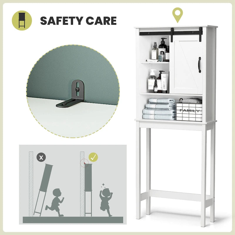 Meuble de rangement pour salle de bain, économiseur d'espace au-dessus des toilettes, étagère de rangement pour salle de bain - Voir l'image