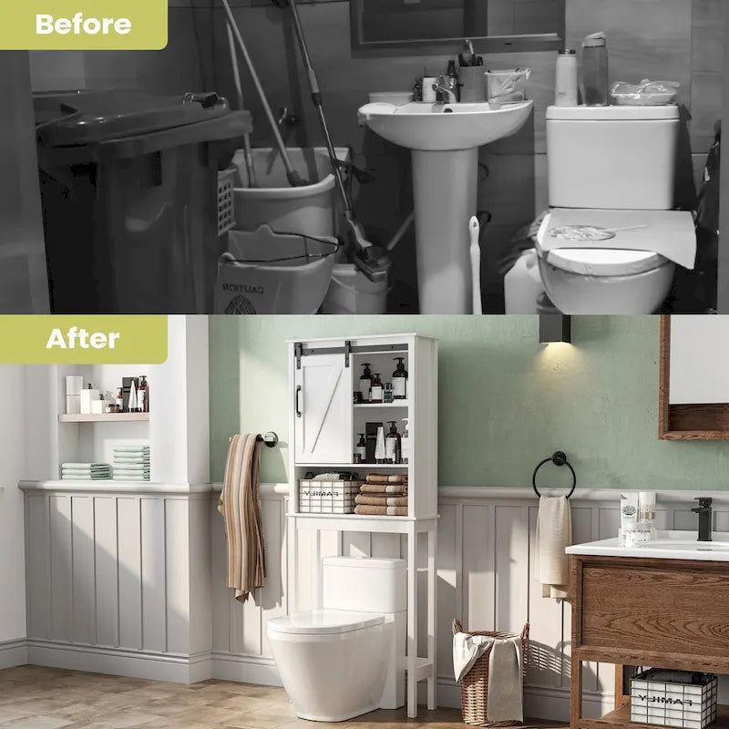Meuble de rangement pour salle de bain, économiseur d'espace au-dessus des toilettes, étagère de rangement pour salle de bain - Voir l'image