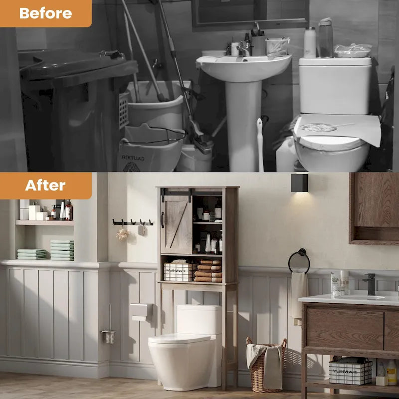 Meuble de rangement pour salle de bain, économiseur d'espace au-dessus des toilettes, étagère de rangement pour salle de bain - Voir l'image