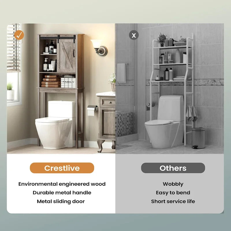 Meuble de rangement pour salle de bain, économiseur d'espace au-dessus des toilettes, étagère de rangement pour salle de bain - Voir l'image