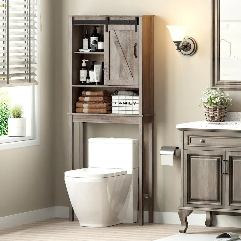 Meuble de rangement pour salle de bain, économiseur d'espace au-dessus des toilettes, étagère de rangement pour salle de bain - Voir l'image