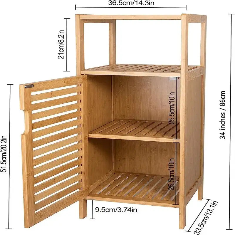 Meuble de rangement de salle de bain en bambou - 13,1P x 14,3L x 34H