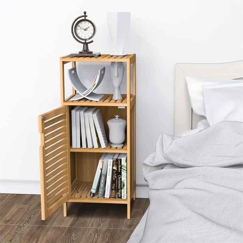 Meuble de rangement de salle de bain en bambou - 13,1P x 14,3L x 34H