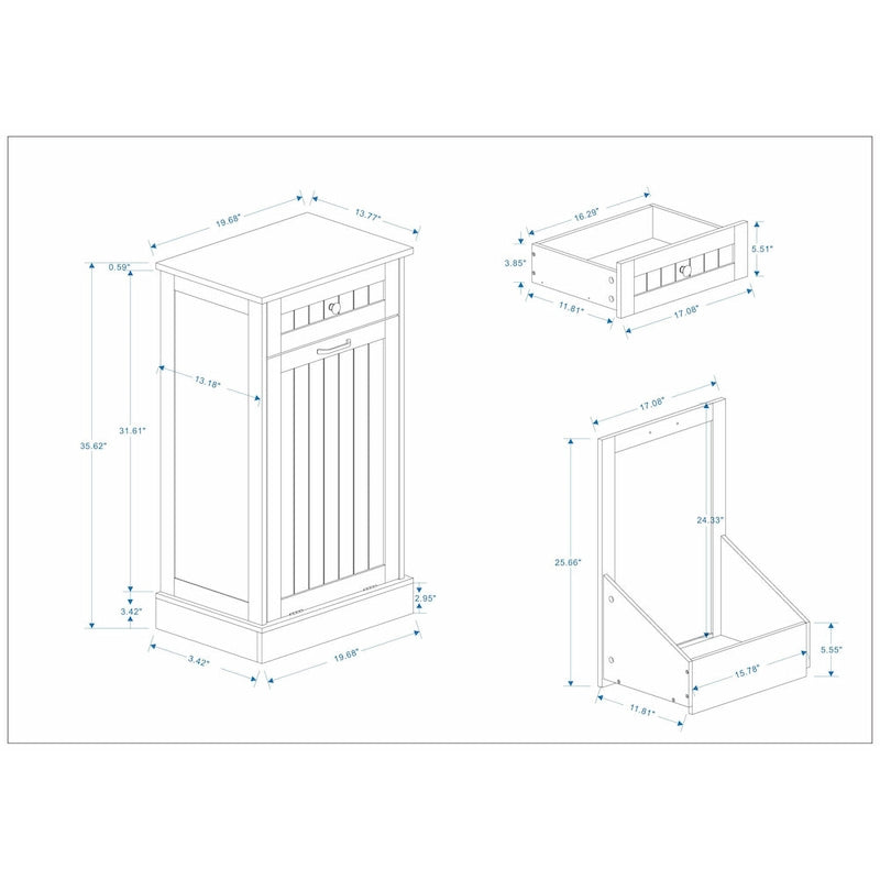 Meuble poubelle coulissant 1 tiroir, 1 compartiment – Meuble poubelle de cuisine