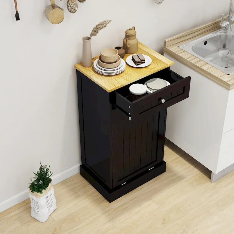 Meuble poubelle coulissant 1 tiroir, 1 compartiment – Meuble poubelle de cuisine
