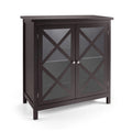 Meuble Buffet avec Portes en Verre Trempé et Étagères Réglables pour Cuisine - 35,5 x 15,5 x 38 (L x l x H)