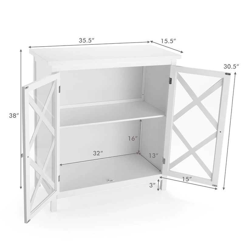 Buffet de cuisine bahut de rangement avec portes vitrées et – Voir les détails