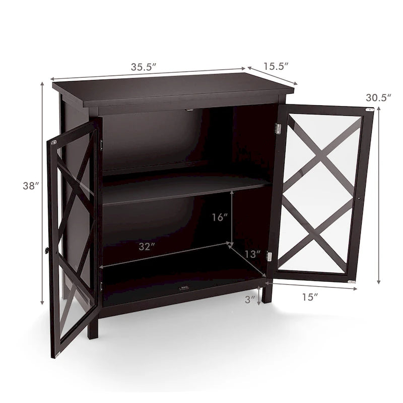 Buffet de cuisine bahut de rangement avec portes vitrées et – Voir les détails