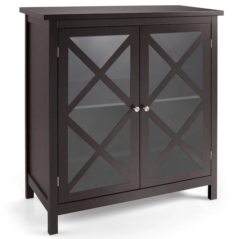 Buffet de cuisine bahut de rangement avec portes vitrées et – Voir les détails