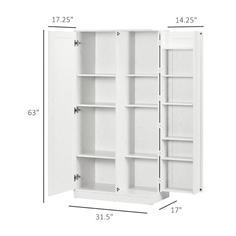 Meuble de Rangement de Cuisine, Armoire de Cuisine Autoportante à 14 Niveaux avec 2 Portes, Étagères Réglables pour Salon