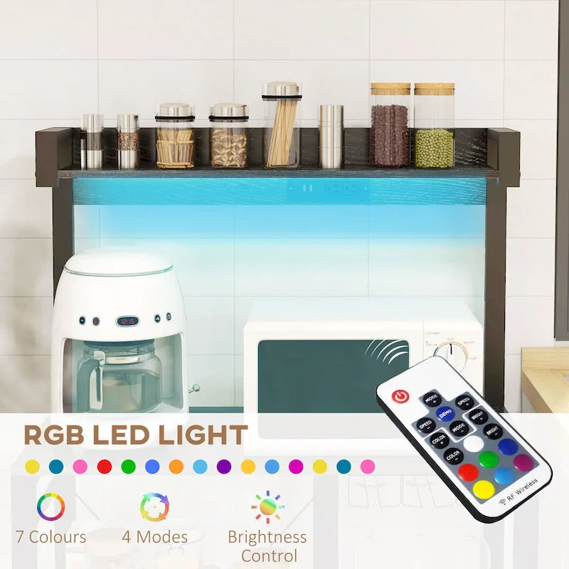 Étagère de boulanger industrielle avec prise de courant et lumières LED, rangement
