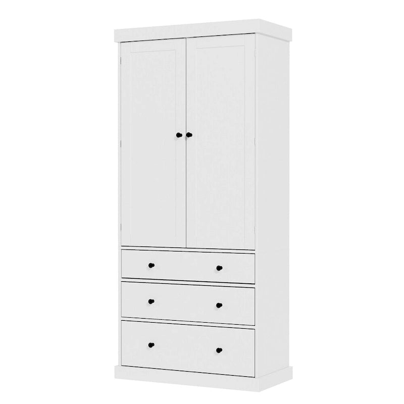Armoire haute autoportante avec 8 étagères de porte, 3 tiroirs