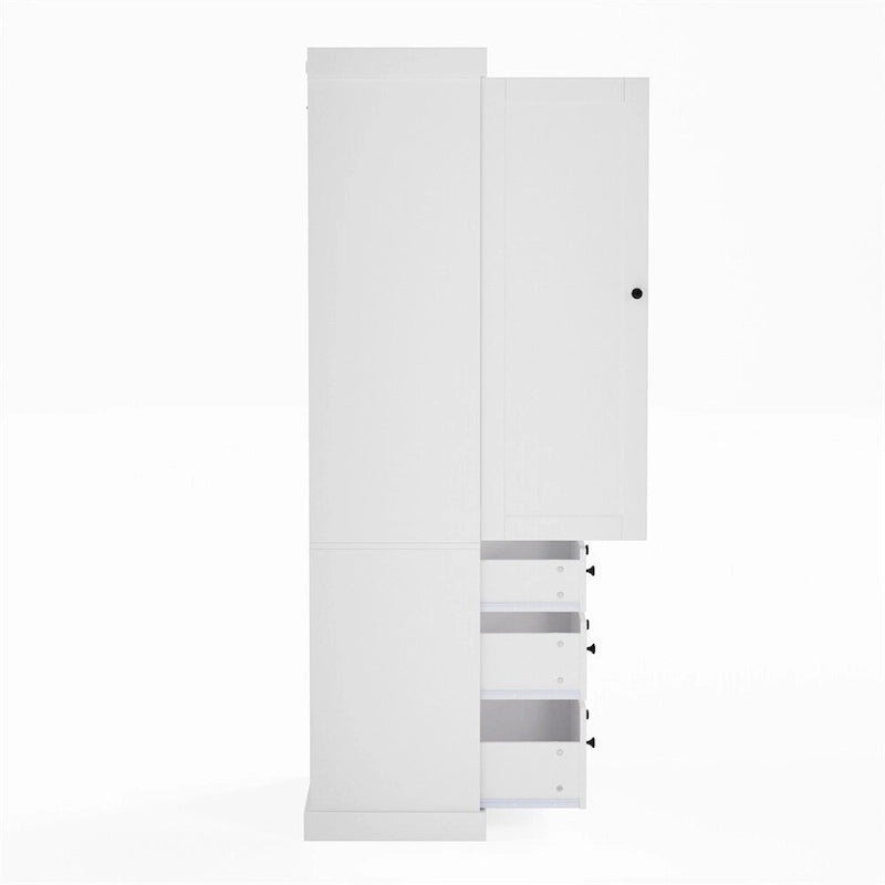 Armoire haute autoportante avec 8 étagères de porte, 3 tiroirs
