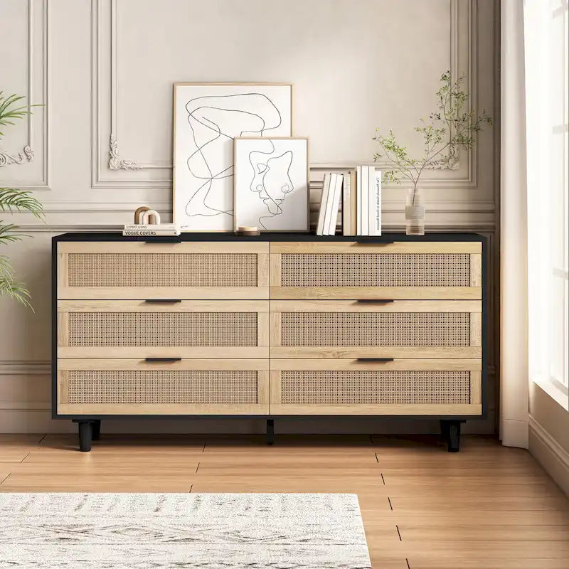 Meuble de rangement moderne en rotin, tiroir en rotin, pour chambre à coucher, salon