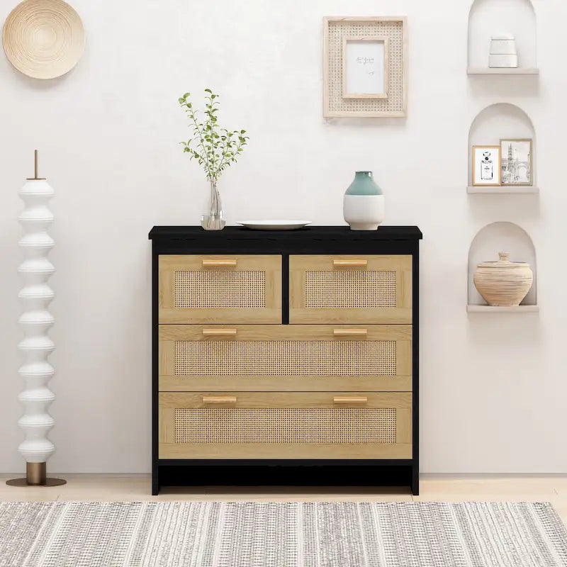 Meuble de rangement moderne en rotin, tiroir en rotin, pour chambre à coucher, salon