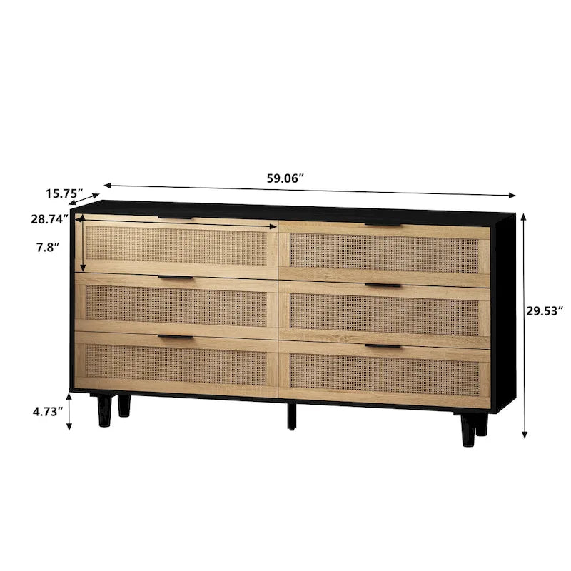Meuble de rangement moderne en rotin, tiroir en rotin, pour chambre à coucher, salon