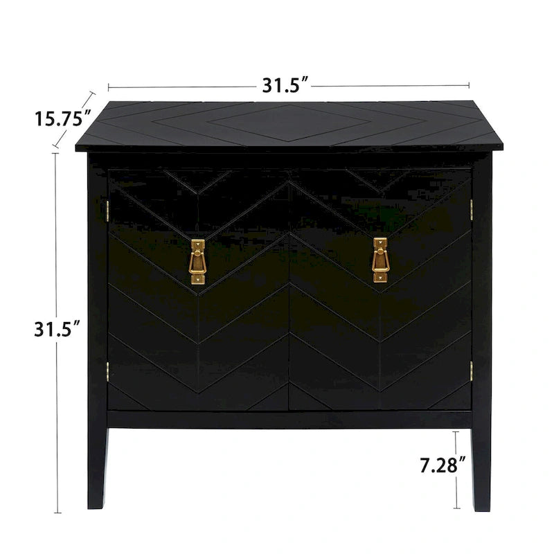 Meuble TV bas à 2 portes, buffet en bois noir de style vintage pour salon, salle à manger, bureau