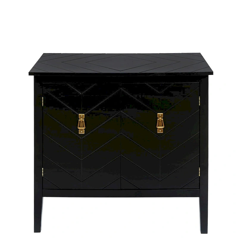 Meuble TV bas à 2 portes, buffet en bois noir de style vintage pour salon, salle à manger, bureau