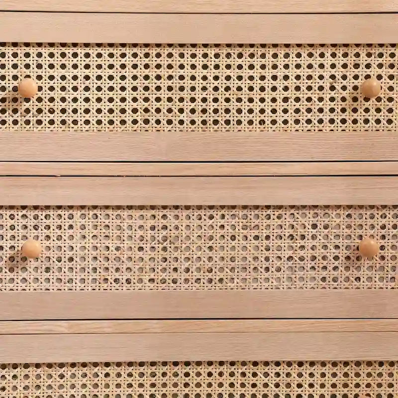31,5 Meuble de Rangement à 3 Tiroirs en Rotin, pour Chambre à Coucher, Salon, Naturel