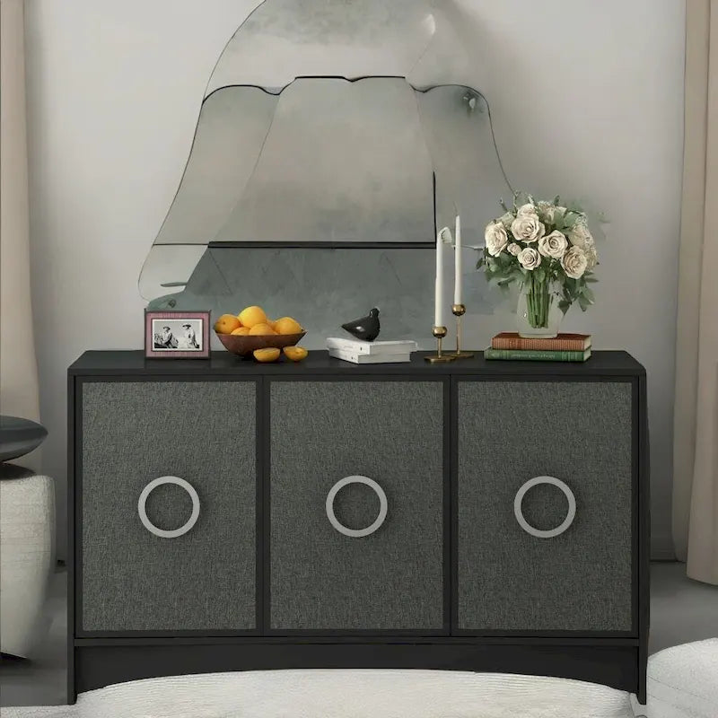 Meuble de rangement U_Style à conception courbée avec trois portes/étagères réglables