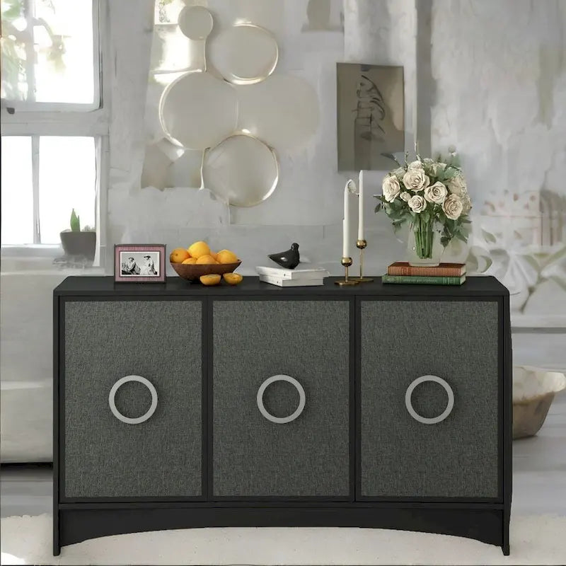 Meuble de rangement U_Style à conception courbée avec trois portes/étagères réglables
