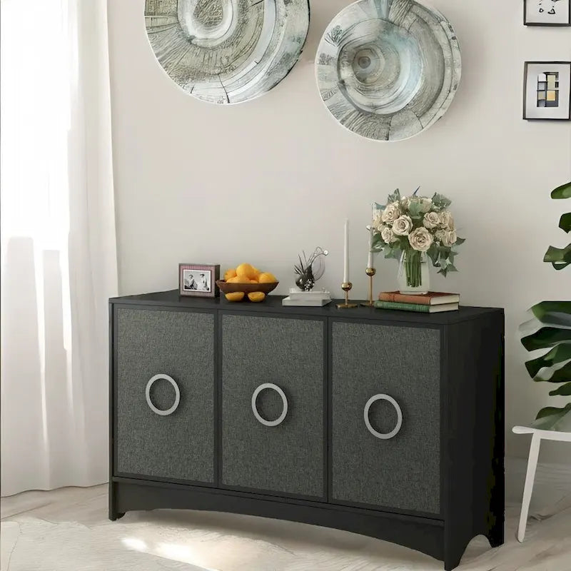 Meuble de rangement U_Style à conception courbée avec trois portes/étagères réglables