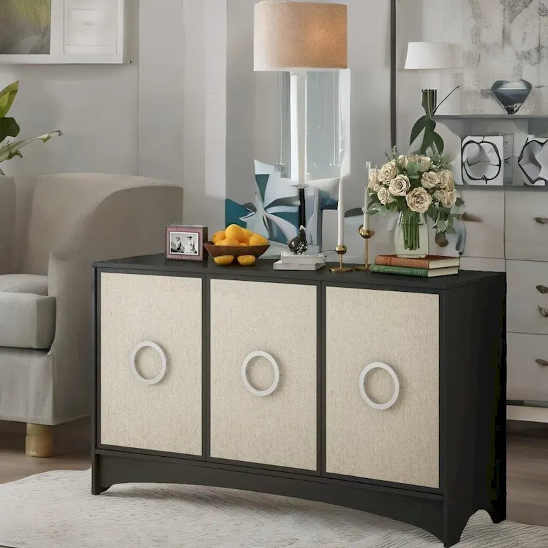 Meuble de rangement U_Style à conception courbée avec trois portes/étagères réglables