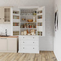Garde-manger de cuisine de 77 pouces, armoire de rangement haute autonome avec 3 étagères réglables, 8 étagères de porte, 3 tiroirs