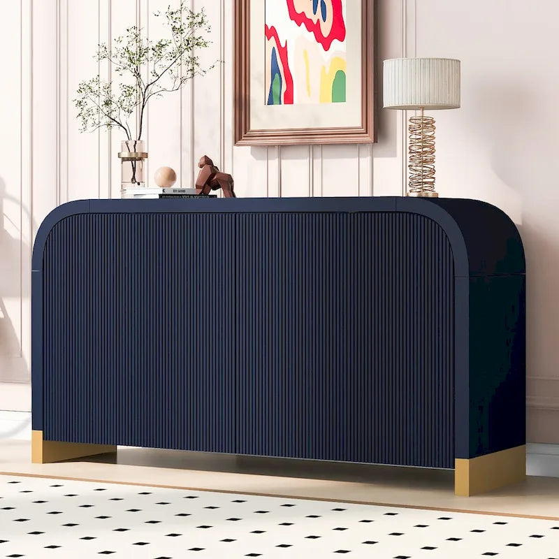 Buffet d'angle incurvé de 60" avec étagères réglables