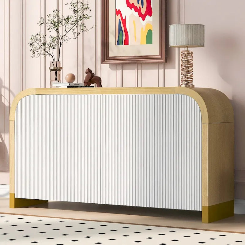 Buffet d'angle incurvé de 60" avec étagères réglables