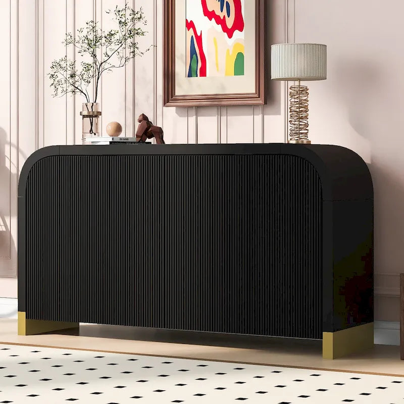 Buffet d'angle incurvé de 60" avec étagères réglables