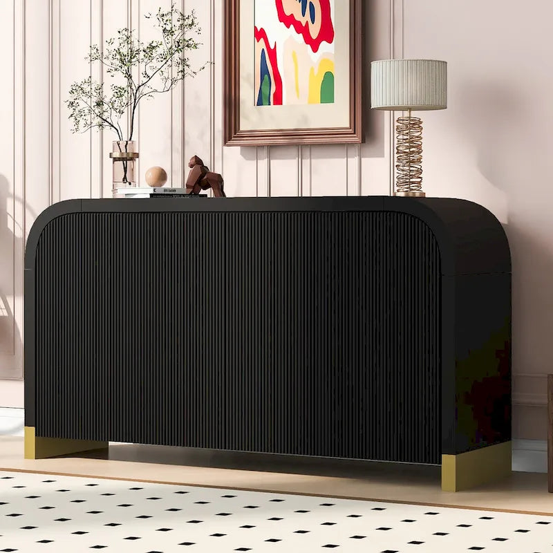 Buffet d'angle incurvé de 60" avec étagères réglables