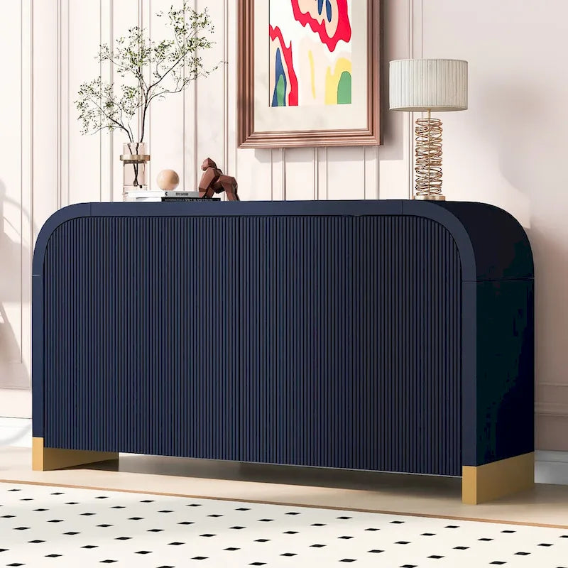 Buffet d'angle incurvé de 60" avec étagères réglables