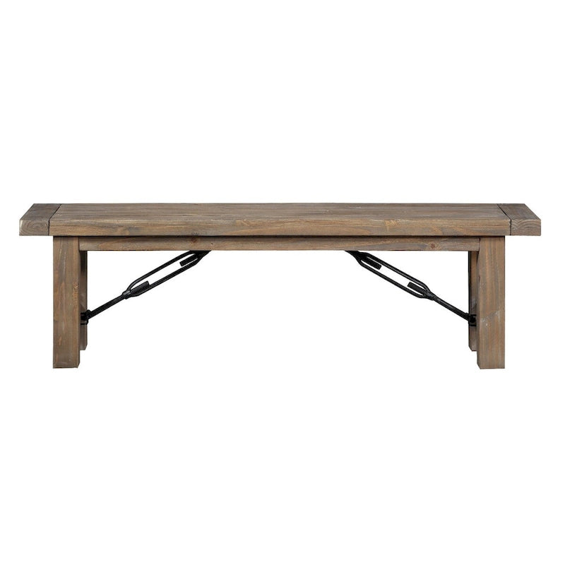 Banc en bois d'acacia avec pieds épais, marron