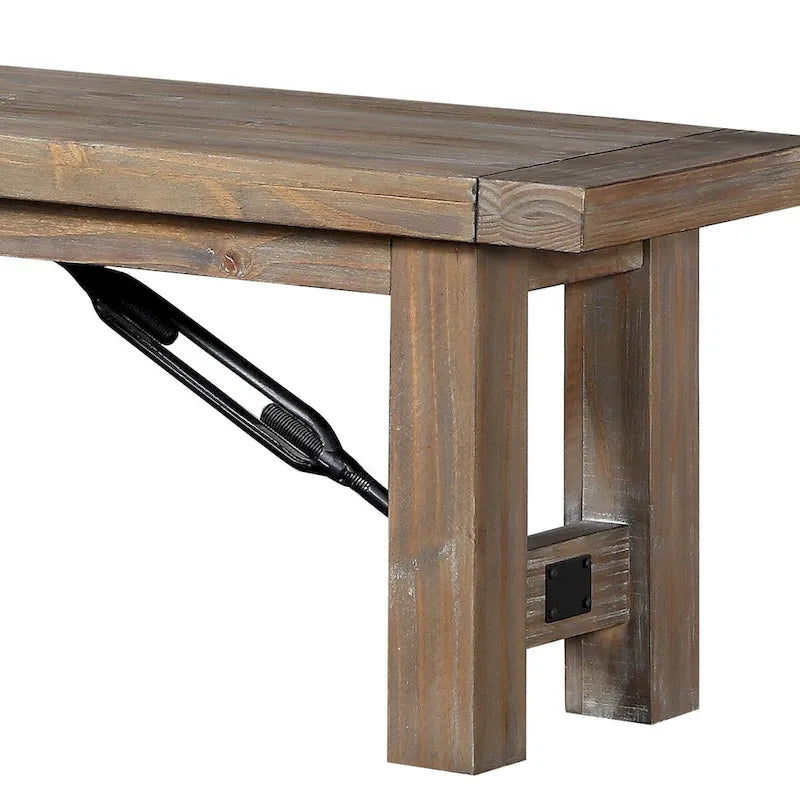Banc en bois d'acacia avec pieds épais, marron